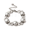 304 Stainless Steel Flat Round Link Chain Bracelet BJEW-Q776-02A-02-1