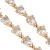 Brass Glass Teardrop Link Chain Bracelet Making AJEW-JB01646-3