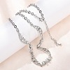 Brass Pave Clear Cubic Zirconia Bowknot and Hollow Moon Link Chain Necklaces NJEW-D348-02P-1