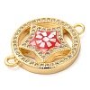 Rack Plating Brass Micro Pave Clear Cubic Zirconia Ring with Star Links Connector Charms KK-K385-086G-3