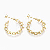 Semicircular Brass Cross Chain Stud Earrings EJEW-N015-02-2