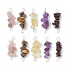 10Pcs 5 Styles Constellation Natural Garnet & Rose Quartz & Tiger Eye & Amethyst & Strawberry Quartz Copper Wire Wrapped Chip Beaded Connector Charms PALLOY-JF02905-11-1
