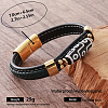 Vintage Two Tone Braided PU Leather Cord 9-Eye Tibetan Style dZi Rice Beads Bracelets UA9216-3-1