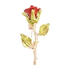 Electroplate Rose Flower Shape Alloy & Imitation Pearl Lapel Pins for Backpack Clothes JEWB-B037-01C-2