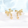 Bowknot with Star 925 Sterling Silver Stud Earrings EJEW-K317-10G-3