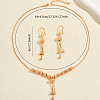 Vintage Brass Round Beaded Tassel Necklace & Earrings for Women VG0776-5