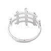 304 Stainless Steel Hollow Out Rectangle Adjustable Ring for Women RJEW-I097-04P-3