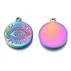 Rainbow Color 304 Stainless Steel Pendants Rhinestone Settings STAS-S119-096-3