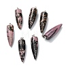 Natural Rhodonite Pointed Pendants G-D040-01P-B14-1