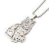 304 Stainless Steel Box Chain Hollow Cute Cat Pendant Necklaces NJEW-S003-09P-2