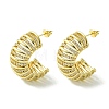 Brass with Cubic Zirconia Half Round Stud Earrings EJEW-K267-03G-1