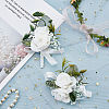 2Pcs 2 Style Silk Cloth Rose Flower Boutonniere Brooch & Wrist Corsage AJEW-CP0001-54-7