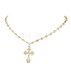Alloy Cross Pendant Brass Heart Link Chain Necklaces for Women NJEW-JN05617-3