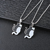 304 Stainless Steel Enamel Black and White Cat Shaped Pendant Box Chain Necklaces for Men WG4CCE4-01-3