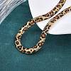 304 Stainless Steel Leopard Print Flat Snake Chain Necklaces for Women NJEW-A044-02B-G-3