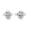 Brass Micro Pave Clear Cubic Zirconia Box Clasps KK-Q074-08P-1