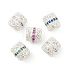 Brass Micro Pave Cubic Zirconia European Beads KK-P297-05S-1