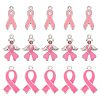 30Pcs 3 Style October Breast Cancer Pink Awareness Ribbon Alloy Enamel Pendants ENAM-SC0003-32-1