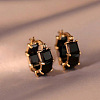 Square Brass Cubic Zirconia Hoop Earrings FS-WG57E6F-01-1
