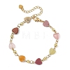 Heart Natural Rose Quartz & Cherry Quartz Glass & Rhodonite & Crazy Agate & Synthetic Goldstone Beaded Link Chain Bracelets for Women BJEW-JB13910-2