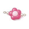 Two Tone Opaque Acrylic & Glass Pearl Flower Connector Charms PALLOY-JF03484-01-3