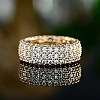 Brass Micro Pave Clear Cubic Zirconia Finger Rings for Women FS-WG796B2-06-2