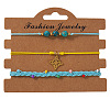 Summer Beach Style Adjustable Synthetic Green Turquoise Imperial Stone Beaded Bracelet Set UQ9789-2-1