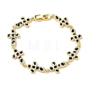 Brass Enamel Micro Pave Clear Cubic Zirconia Cross Link Chain Bracelets for Women BJEW-G764-02G-4