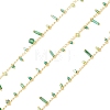 Brass Curb Chains with Glass Charms CHS-P016-24G-1
