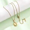 304 Stainless Steel Teardrop Pendant Cable Chain Necklaces for Men Women NJEW-K308-02B-G-1