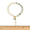Round Natural Labradorite & Cultured Freshwater Pearl Beaded Charm Bracelets BJEW-JB14061-02-4
