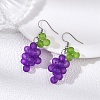 Grape 304 Stainless Steel Glass Dangle Earrings EJEW-JE06758-1
