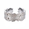 Non-Tarnish 304 Stainless Steel Leaf Wrap Open Cuff Ring RJEW-T023-27P-1