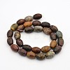 Oval Natural Picasso Stone/Picasso Jasper Beads Strands X-G-M137-01-2