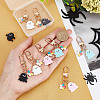 8Pcs 4 Colors Halloween Ghost Colorful Flower Alloy Enamel Pendant Decorations HJEW-CP0001-07-3