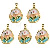 5Pcs Brass Enamel Pendants KK-SZ0002-58A-1
