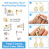40Pcs 2 Color 201 Stainless Steel Oval Stud Earring Findings STAS-SC0005-29-2