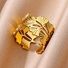304 Stainless Steel Adjustable Open Cuff Rings for Women LS-RJEW-U060-03E-G-1
