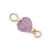 Natural Mixed Gemstone Heart Links Connector Charms PALLOY-JF05035-4