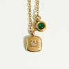 Stainless Steel Pace Green Cubic Zirconia Birthstone Zodiac Gemini Pendant Necklaces for Women ZA6688-1-1