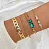 4Pcs 4 Styles Alloy Chain Bracelet & Bangle Set for Women WG6073F-04-1