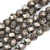Natural Gold Pyrite/Golden Pyrite Beads Strands G-G458-I01-8mm-2