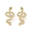 Rack Plating Brass Snake Stud Earrings with Cubic Zirconia EJEW-D061-52G-1