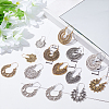12 Pairs 12 Style Bohemia Hollow Out Heart & Flower & Teardrop & Flat Round Alloy Hoop Earrings EJEW-AN0003-37-7
