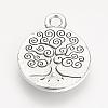 Tibetan Style Alloy Flat Round with Tree of Life Pendants X-TIBEP-Q043-314-RS-2