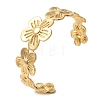 Stainless Steel Flower Open Cuff Bangles for Women BJEW-G719-13G-1