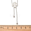 304 Stainless Steel Shell Pearl Clover Pendant Double Layered Necklaces for Women NJEW-U036-01P-5