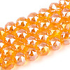 AB Color Plated Transparent Glass Round Beads Strands EGLA-T029-8mm-12T-12-1
