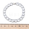 Brass Pave Clear Cubic Zirconia Flat Round Link Chain Bracelets for Women BJEW-A034-02P-5