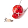 Glass Perfume Vial with Crown Pendant Necklace NJEW-H218-01B-6
